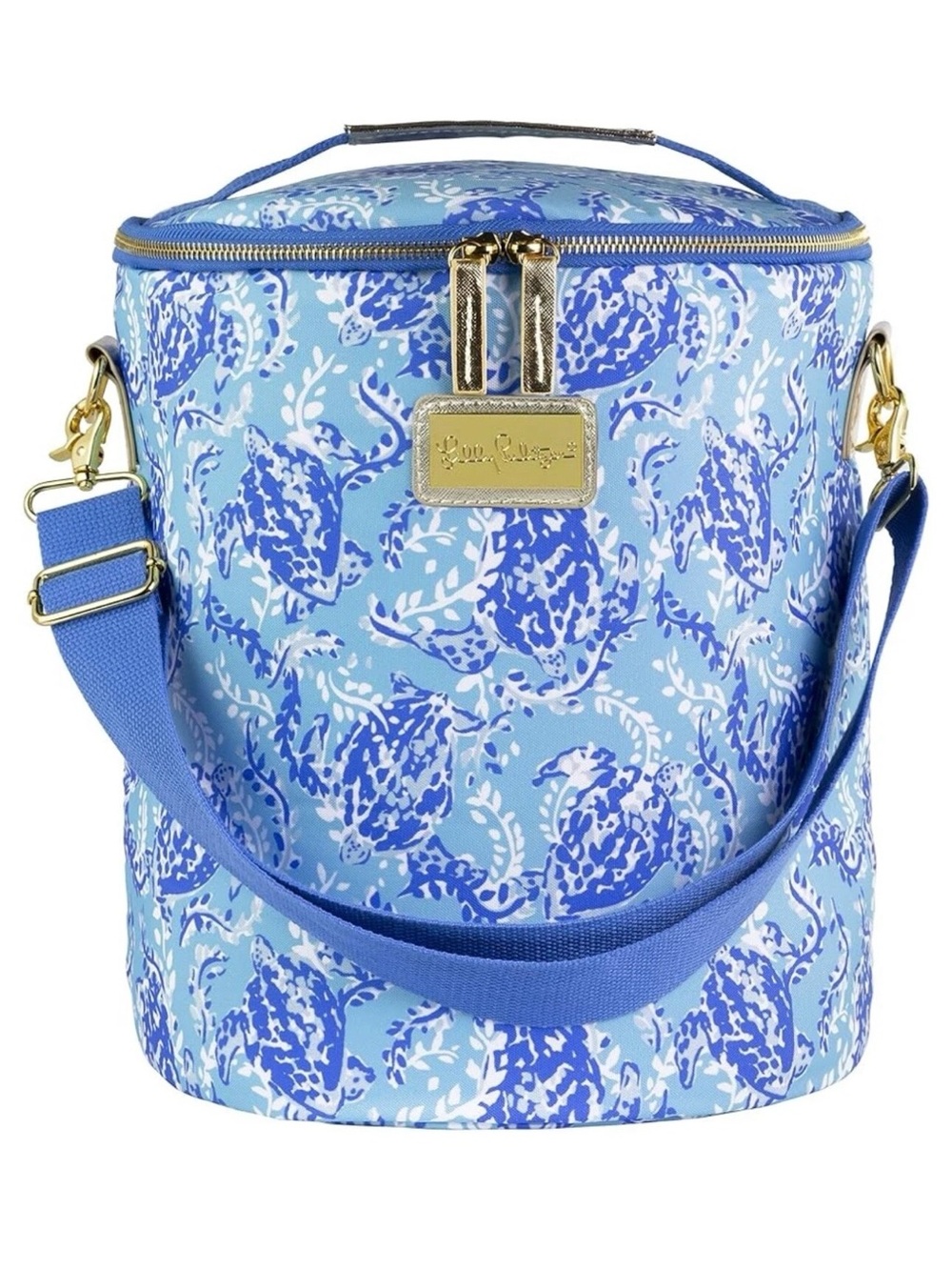 Lilly Pulitzer Light Blue Floral Insulated large Case with Strap 14x12x9